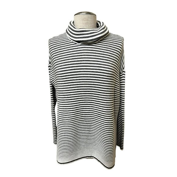 CHICO'S ZENERGY women's sweater striped cowl neck casual size Size 2 LARGE - Picture 1 of 4